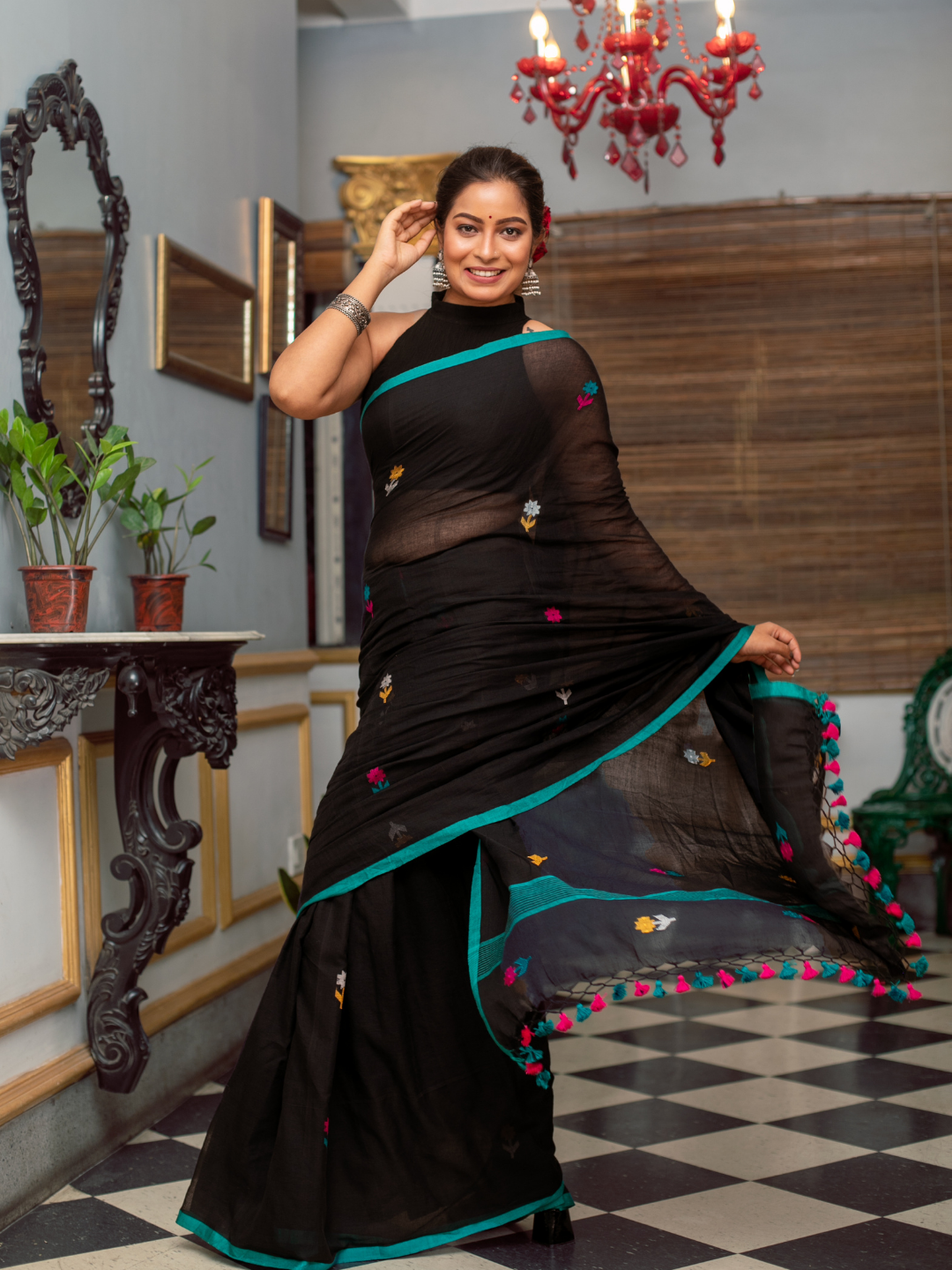 Dark Black Handloom cotton-060