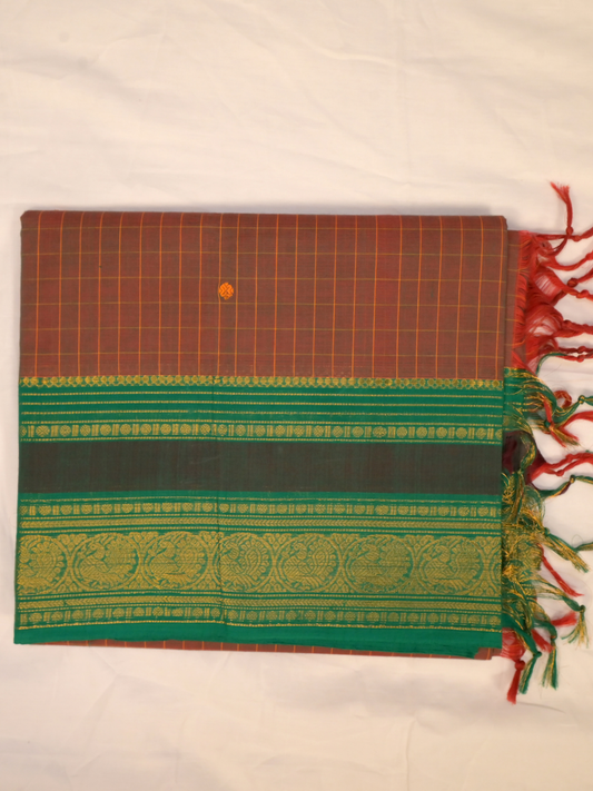 Kanchi Cotton|Olive green & Green