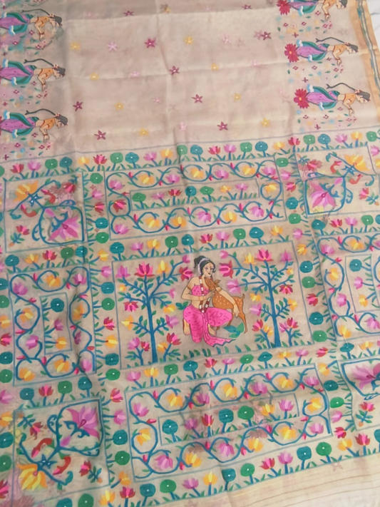 Handwoven Pure Jamdani Cotton Saree | Tan Brown