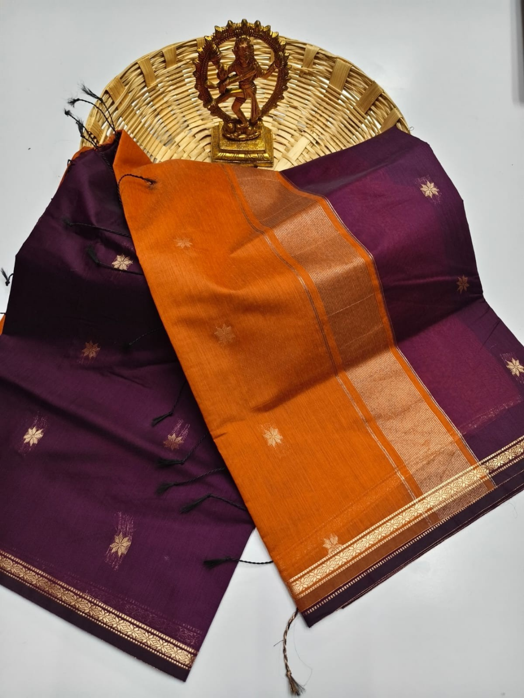 Maheshwari Silk Cotton Saree – Festive Elegance | Deep Wine