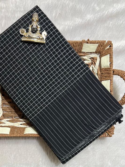 Handloom Narayanpet Cotton Saree | Black