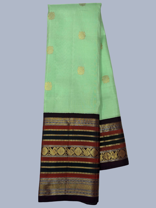 Pure Handwoven Gadwal Silk Saree Mint Green - 014