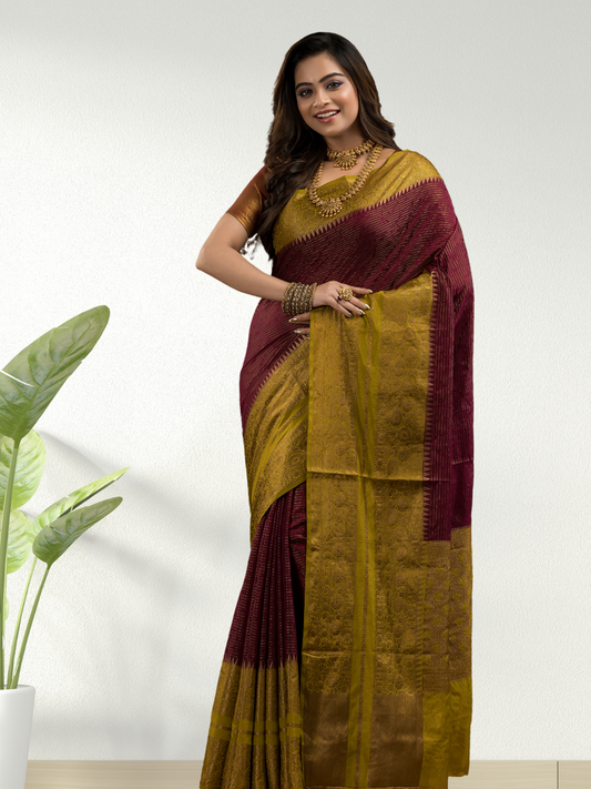 Marron Cotton Silk Saree - 008