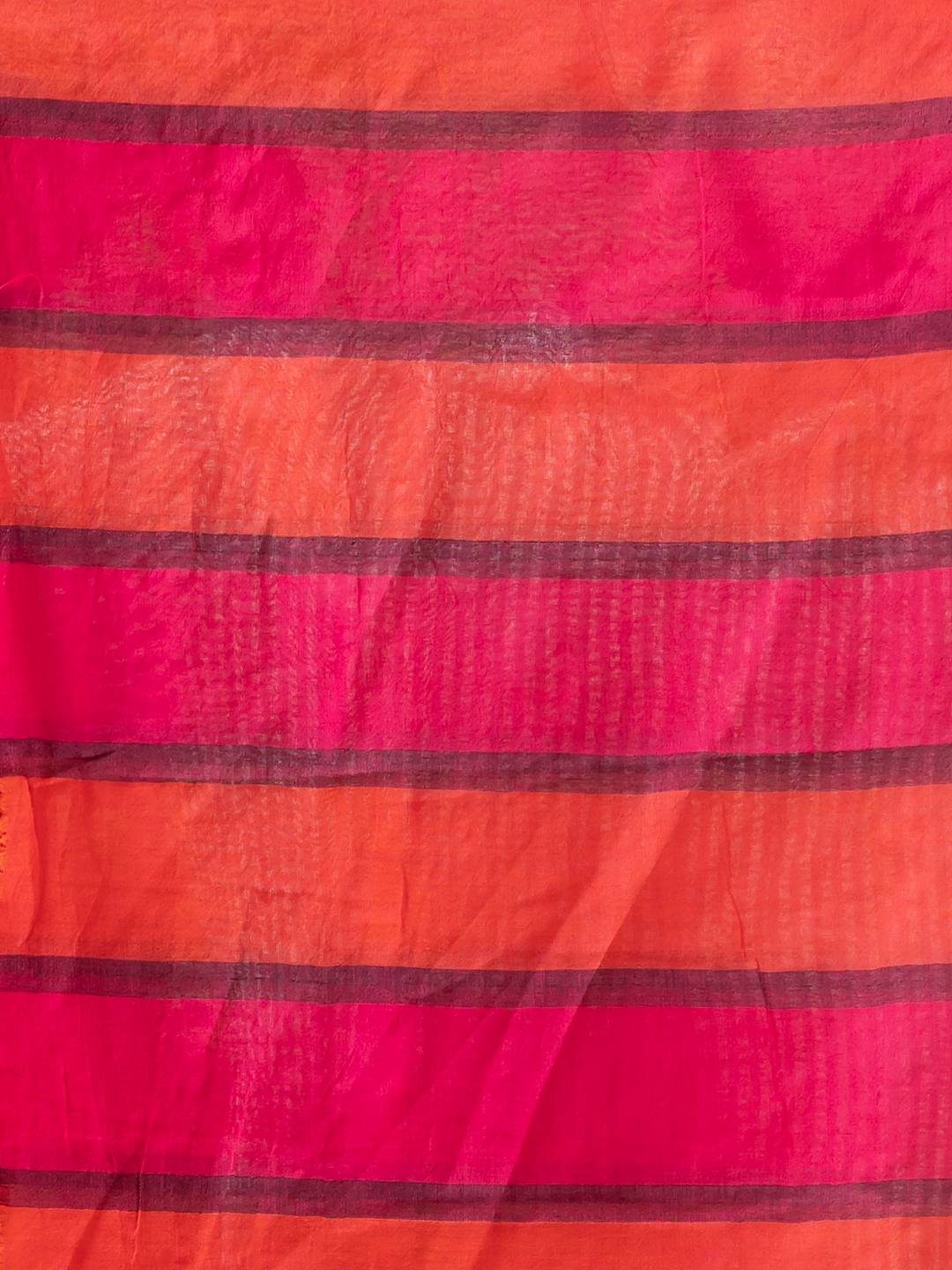 Pure Handloom Mul Cotton Saree | Hot Pink And Magenta Stripes