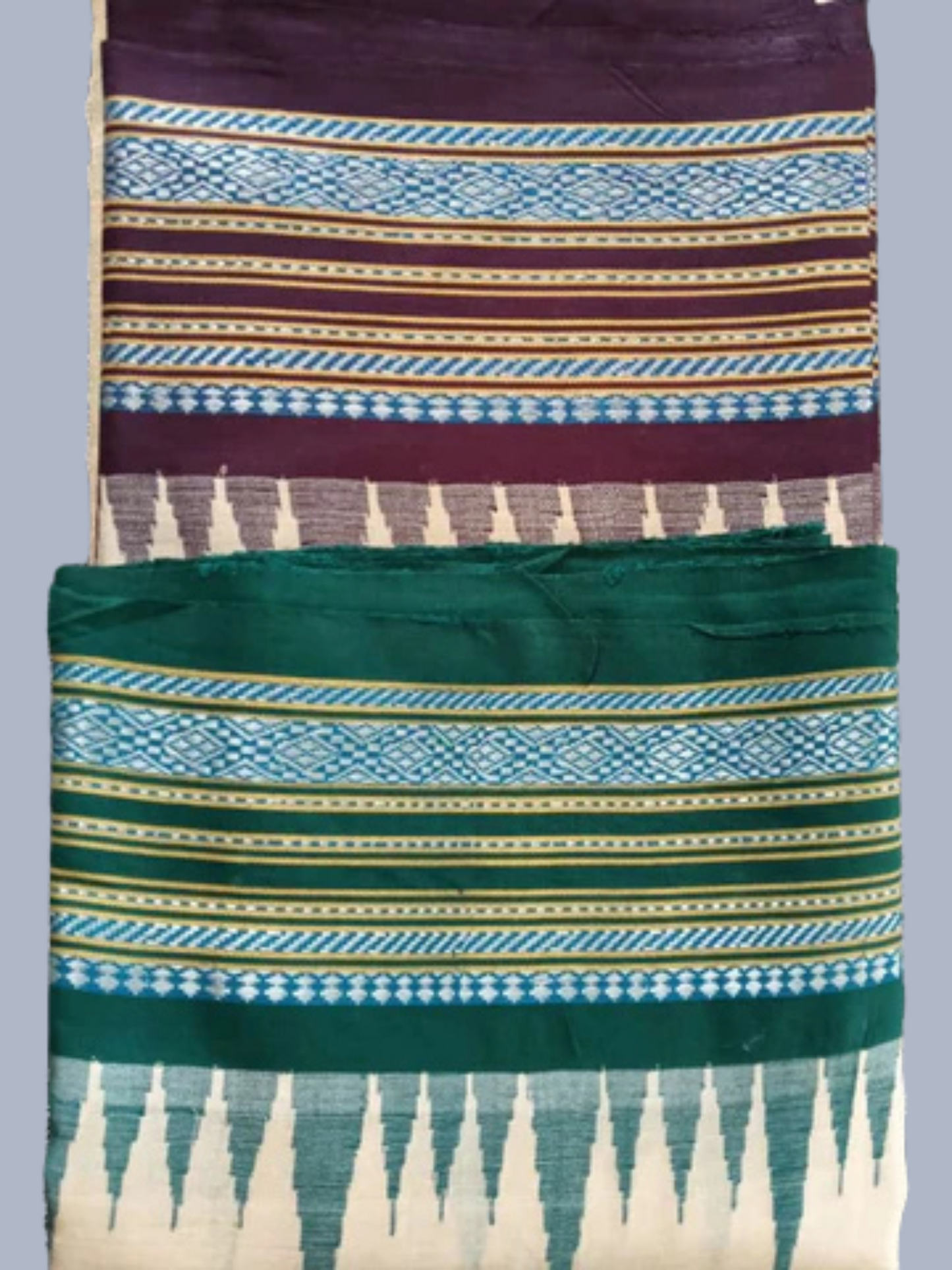 Grape Purple and Green Handloom Vidarbha Tussar Silk Saree with Multicolor Contrast Border -097