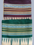 Grape Purple and Green Handloom Vidarbha Tussar Silk Saree with Multicolor Contrast Border -097