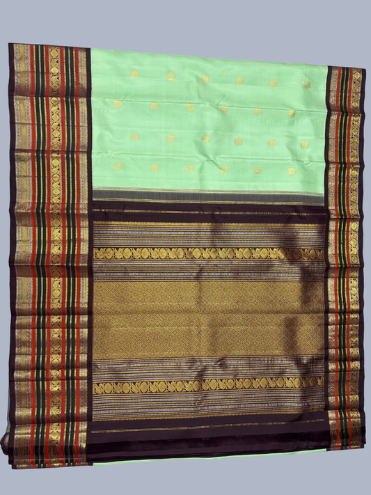 Pure Handwoven Gadwal Silk Saree Mint Green - 014