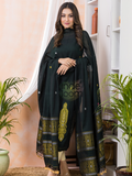 Forest Green Jamdani 2-Piece Set Kurti & Dupatta (UNSTITCHED) - 978