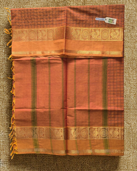 Kanchi Cotton|Tan & Yellow