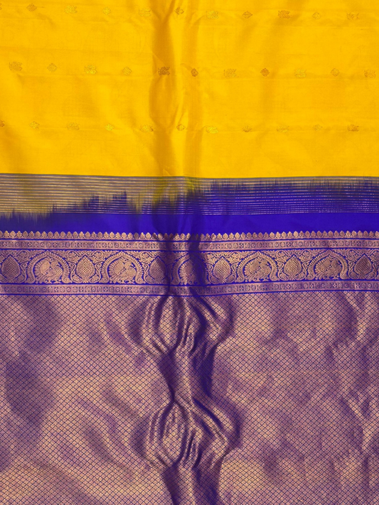 Handwoven Pure Gadwal Silk Saree | Corn Yellow