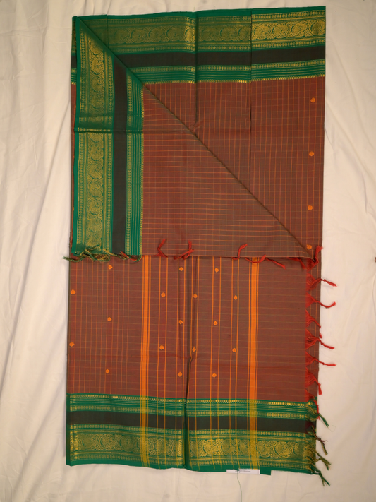 Kanchi Cotton|Olive green & Green