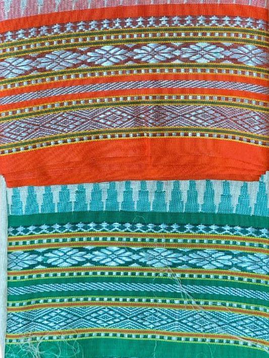 Handwoven Pure Vidarbha Tussar Silk Saree | Orange and Blue