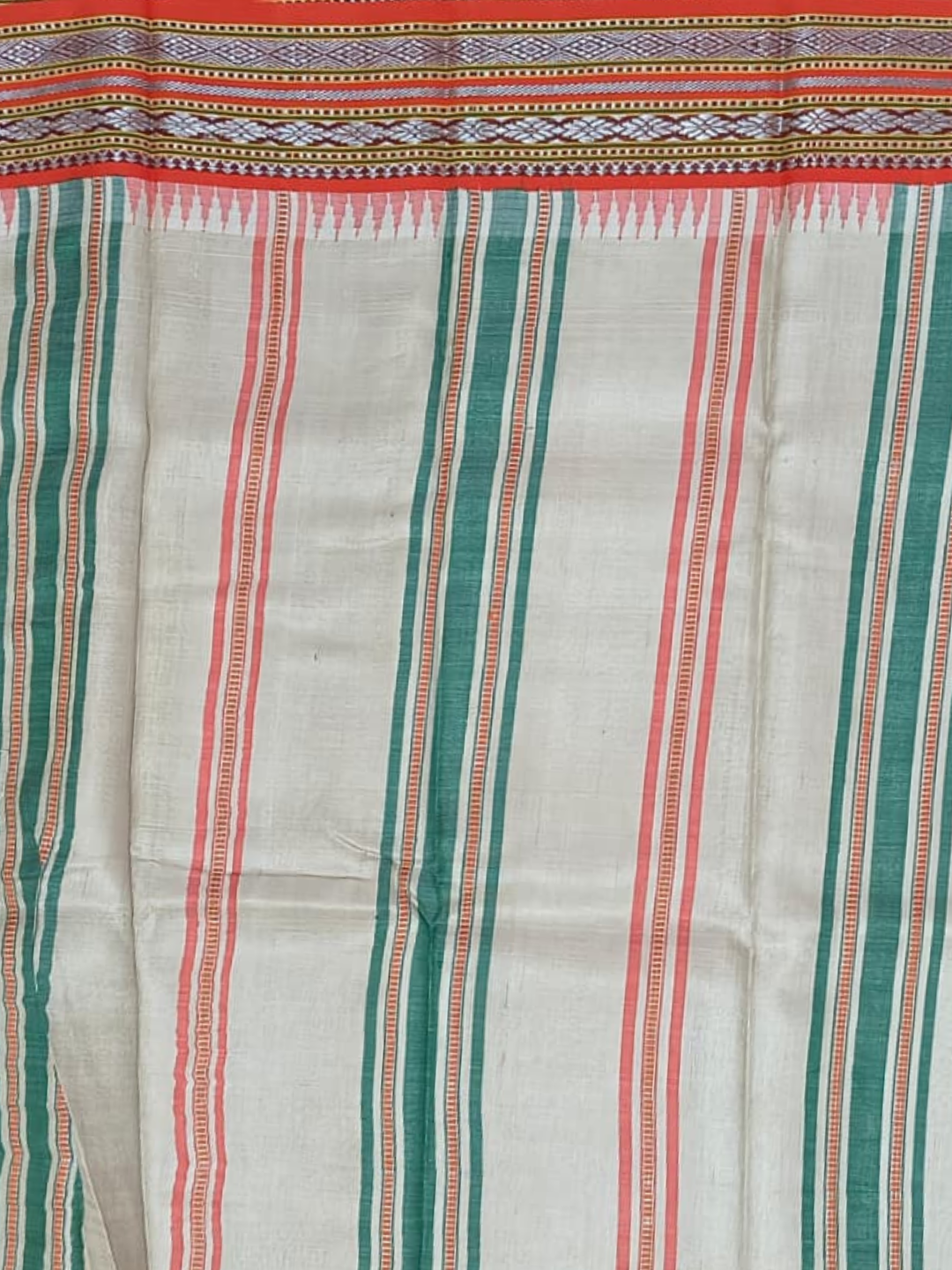 Handwoven Pure Vidarbha Tussar Silk Saree | Orange and Blue