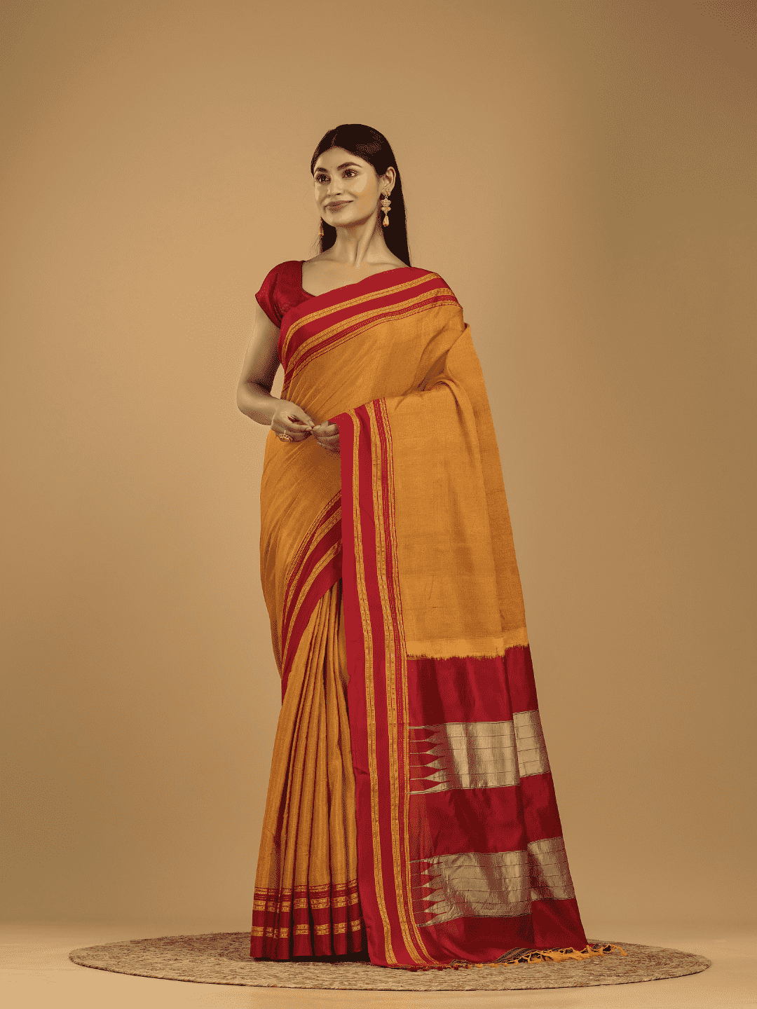 Pure Ilkal Saree With Sun Yellow and Red Border - 051