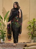 Dark Black Jamdani 2-Piece Set Kurti & Dupatta (UNSTITCHED) -794