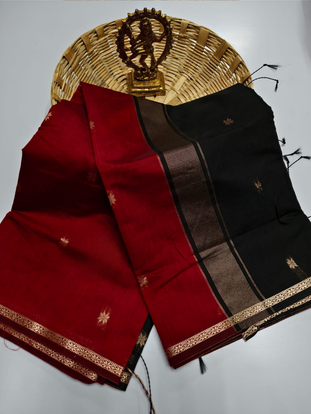 Maheshwari Silk Cotton Saree – Festive Elegance | Maroon Red