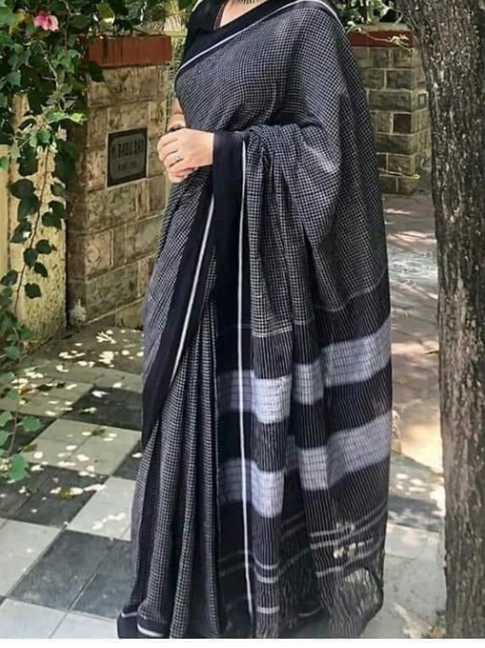 Handloom Narayanpet Cotton Saree | Black