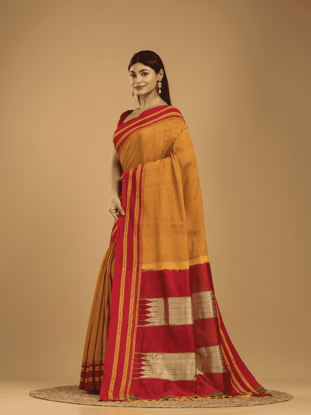 Pure Ilkal Saree With Sun Yellow and Red Border - 051