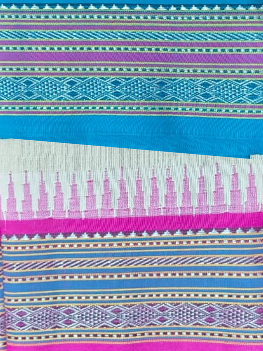 Handwoven Pure Vidarbha Tussar Silk Saree | Blue and Pink