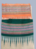 Pumpkin Orange Handloom Vidarbha Tussar Silk Saree with Multicolor Contrast Border -094