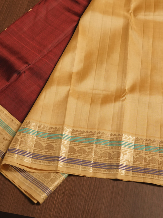 Silk Mark Certified Handloom Kanjivaram Silk Saree | Maroon Red