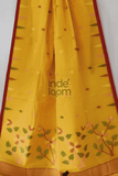 Floral Golden Yellow Bengal Pure Cotton Jamdani Saree-008 - indeloom