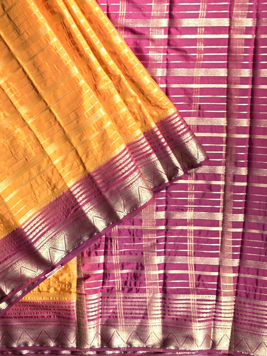 Classic Mysore Semi Silk Saree | Golden Orange
