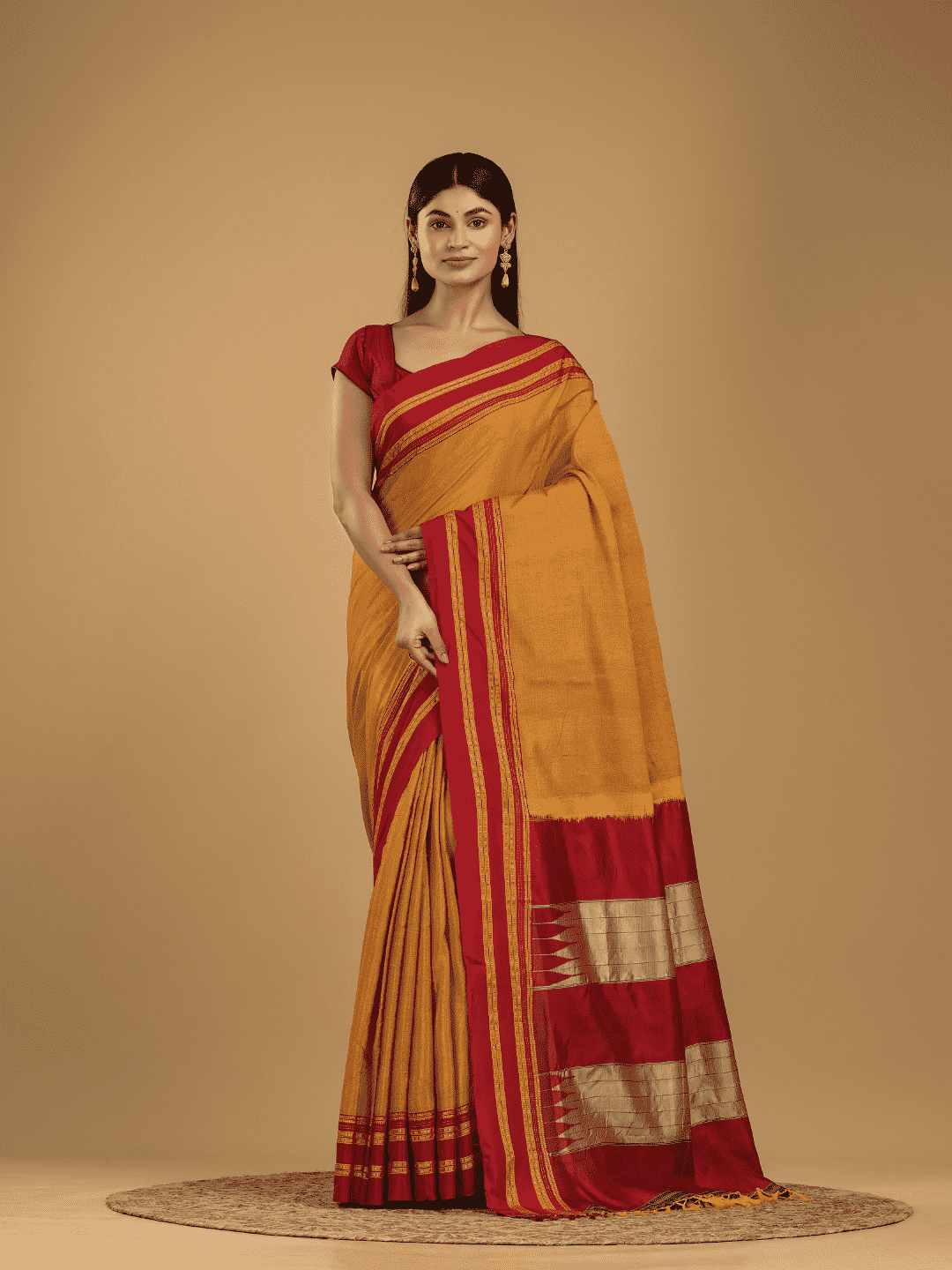 Pure Ilkal Saree With Sun Yellow and Red Border - 051