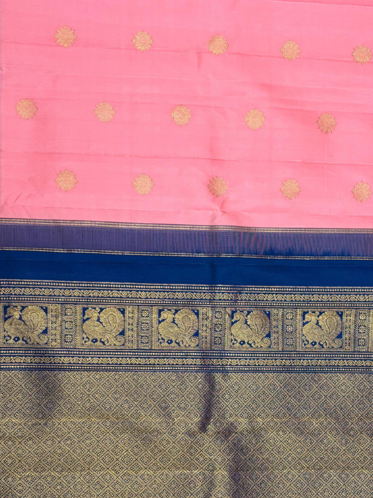 Handwoven Pure Gadwal Silk Saree | Baby Pink