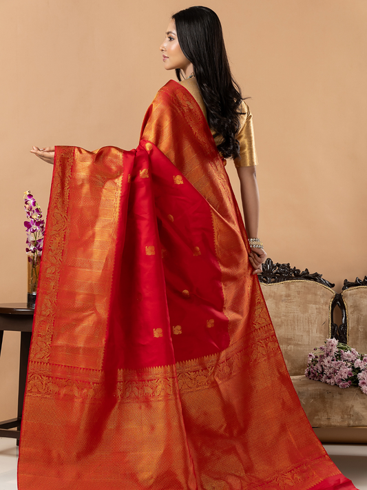 Handloom Kanjivaram Silk Saree | Classic Red