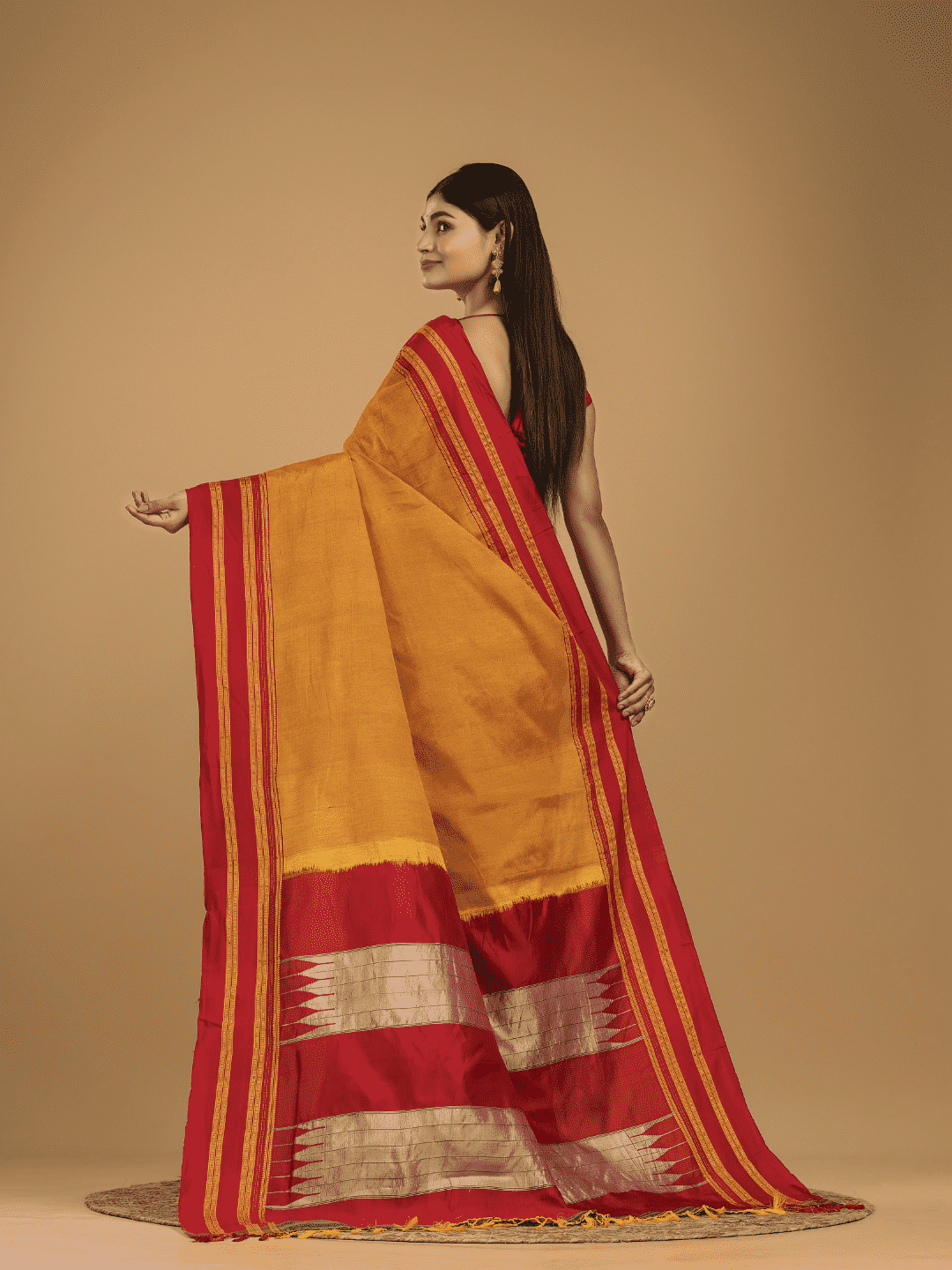 Pure Ilkal Saree With Sun Yellow and Red Border - 051