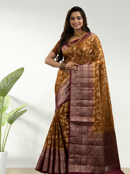 Dijon Yellow Cotton Silk Saree - 012