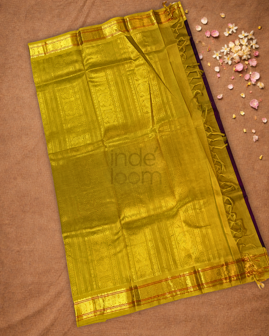 Handloom Korvai Silk Cotton Saree | Plum Purple