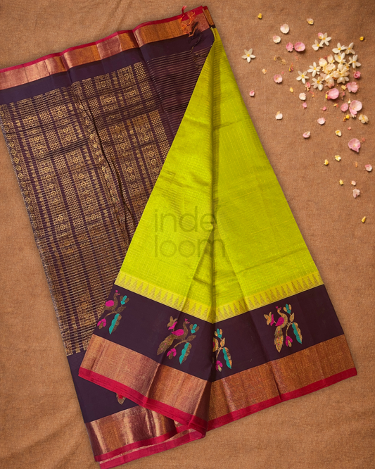 Pure Handloom Korvai Saree | Teal Green