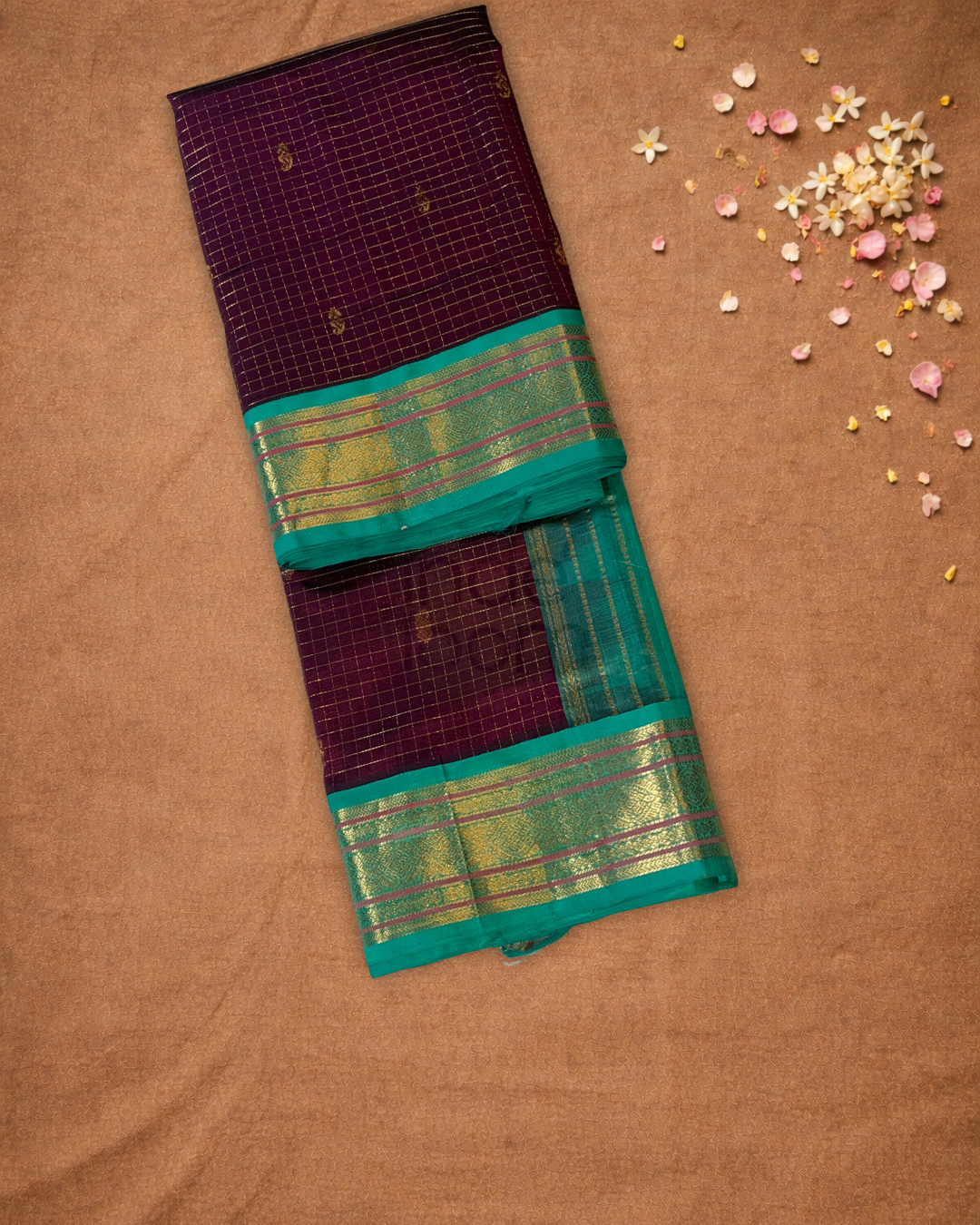 Handloom Korvai Silk Cotton Saree | Maroon Red