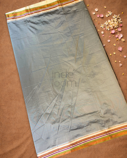 Traditional Ilkal Cotton Silk Viscose Saree | Midnight Black