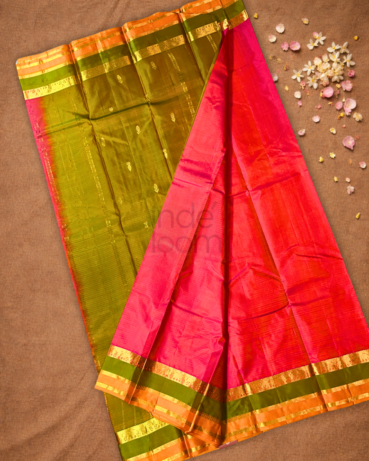 Handloom Kanjivaram Silk Saree | Deep Pink