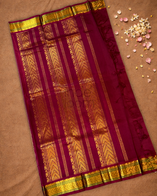 Pure Handloom Korvai Saree | Carrot Orange