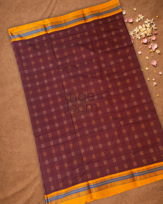 Traditional Ilkal Cotton Silk Viscose Saree | Wine Red