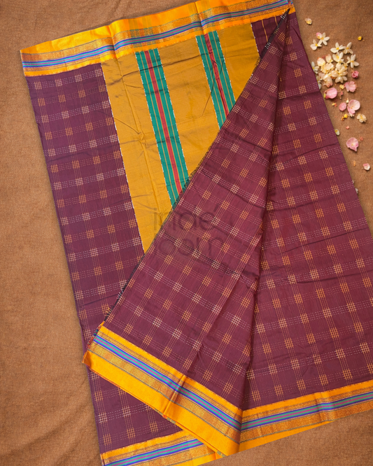 Traditional Ilkal Cotton Silk Viscose Saree | Wine Red