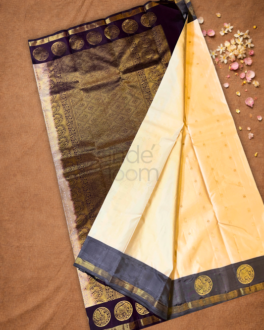 Handloom Kanjivaram Silk Saree | Cream Beige