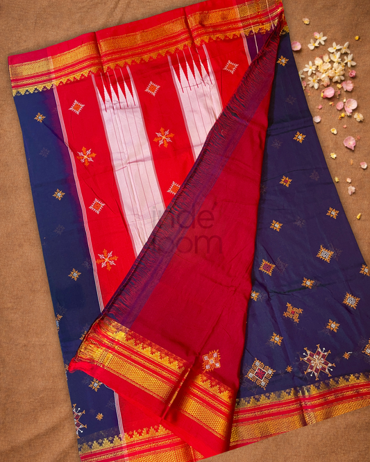 Ilkal Saree in Navy Blue