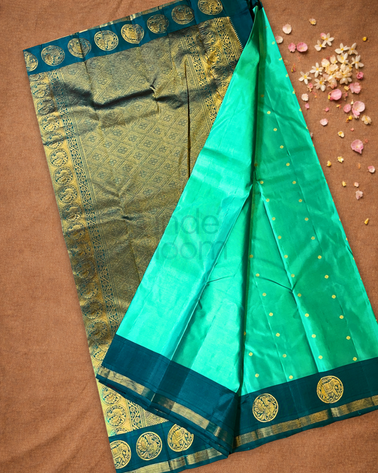 Handloom Kanjivaram Silk Saree | Jade Teal