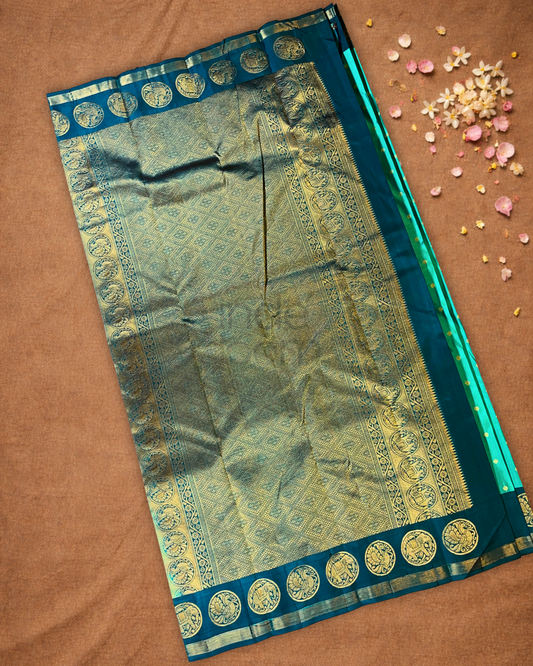 Handloom Kanjivaram Silk Saree | Jade Teal
