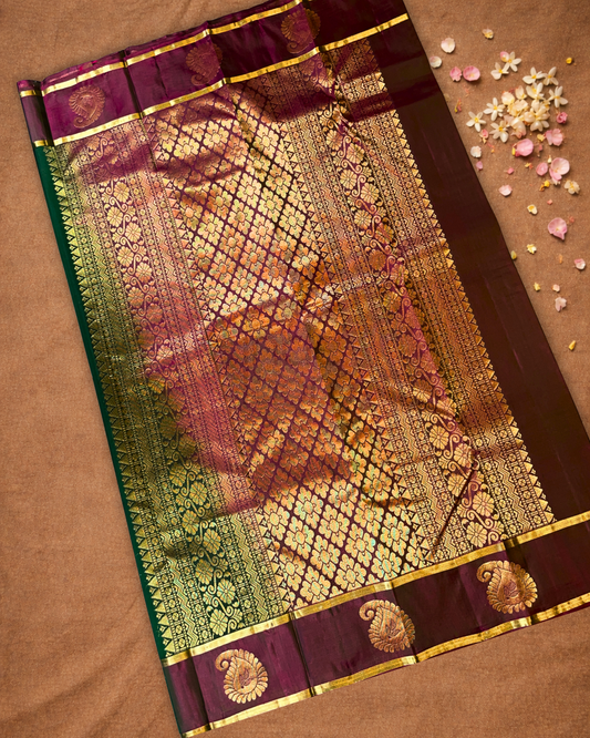 Silk Mark Certified Handloom silk Saree | Army Green