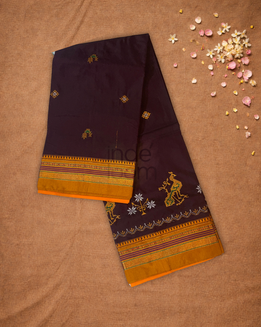Ilkal Saree in Dark brown