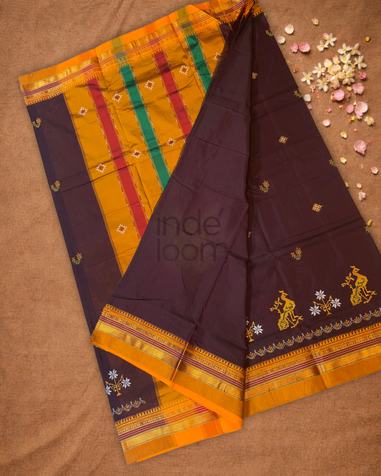 Ilkal Saree in Dark brown