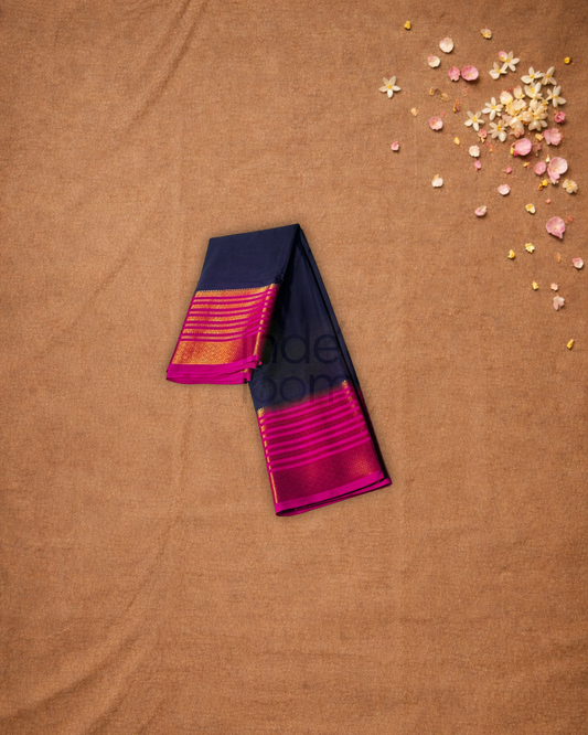 Mysore Silk Saree With Navy Blue