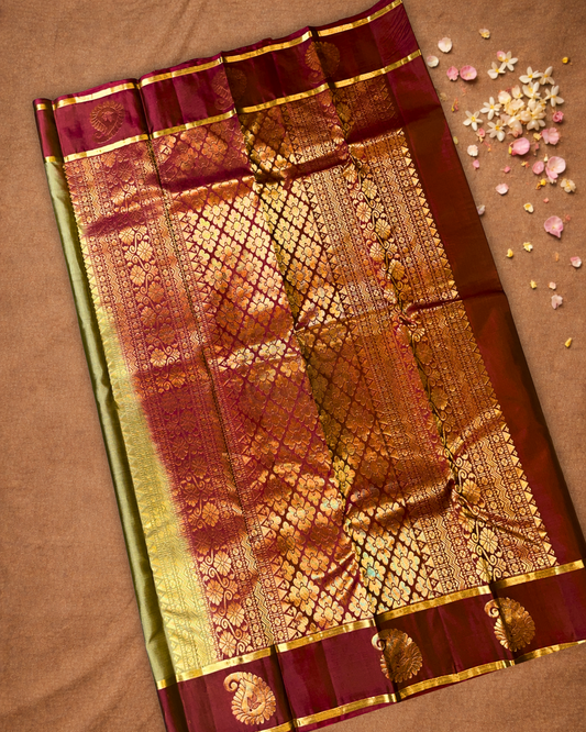 Handloom Kanjivaram Silk Saree | Moss Green