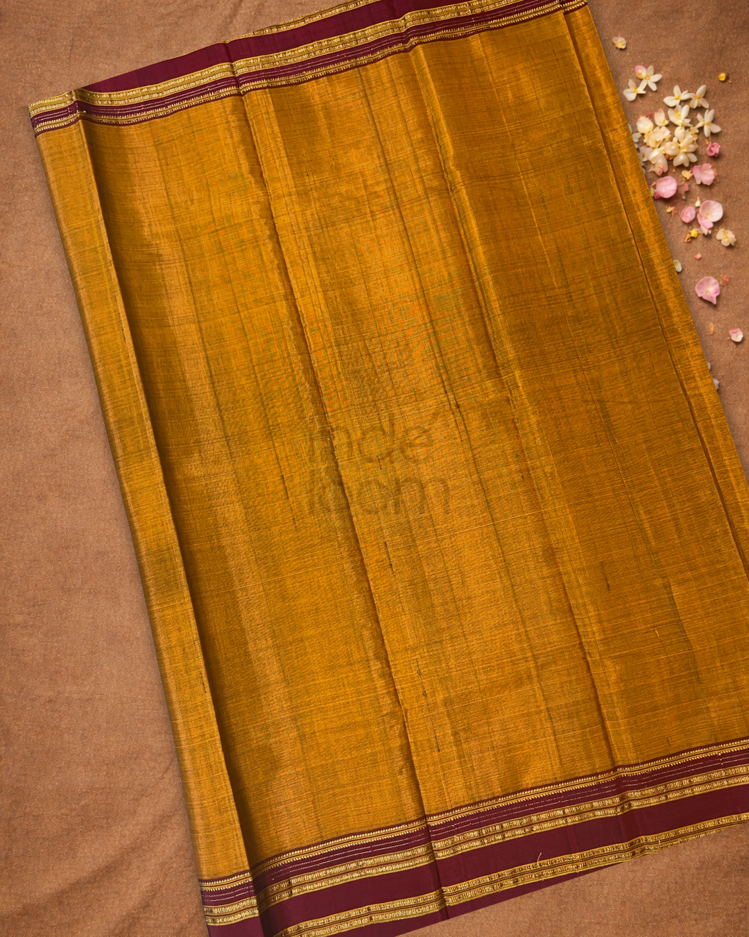 Traditional Ilkal Cotton Silk Viscose Saree | Mustard Yellow